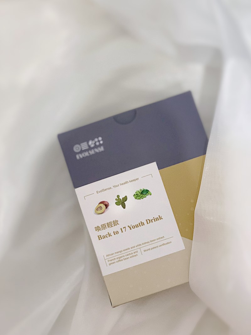 女人知己試用大隊,口碑行銷,部落客行銷,Evolsense璦研司  喚原輕飲Back to 17 Youth drink,Evolsense璦研司 喚原輕飲,添加非洲芒果籽（輕盈）,綠咖啡豆+柑橘瓜拿納（燃燒）,仙人掌萃取（分解）,金針菇萃取（淨空）,白腎豆（攔截）,吃貨速攻配方,便利,順暢,快速,多國官方認證及獎項，專利製成好安心,直接撕開食用或加入100ml冷水沖泡飲用